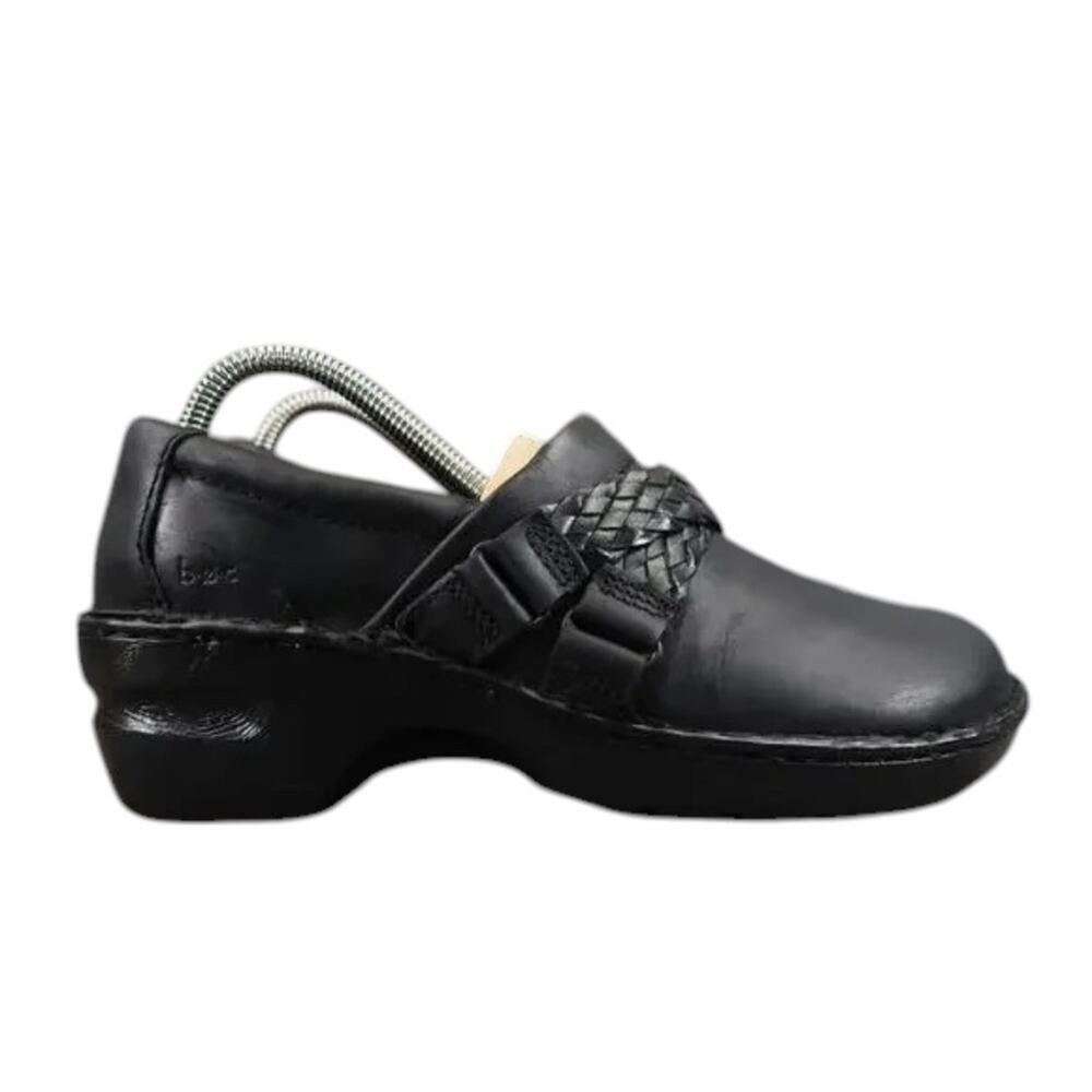 Born Concept Shoes Womens 8.5 Slip On Clog Boc Leather Black Braid Comfort Oneya